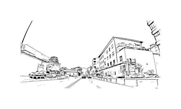 Imprimer Ville Locarno Est Située Suisse Illustration Dessinée Main Vecteur — Image vectorielle