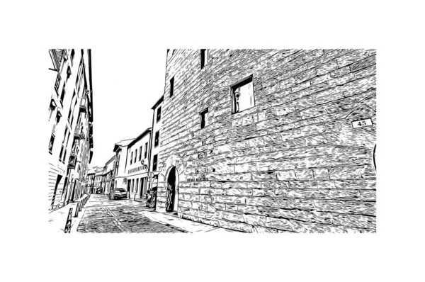 Print Building View Landmark Logrono City Spain Hand Drawn Sketch — 图库矢量图片