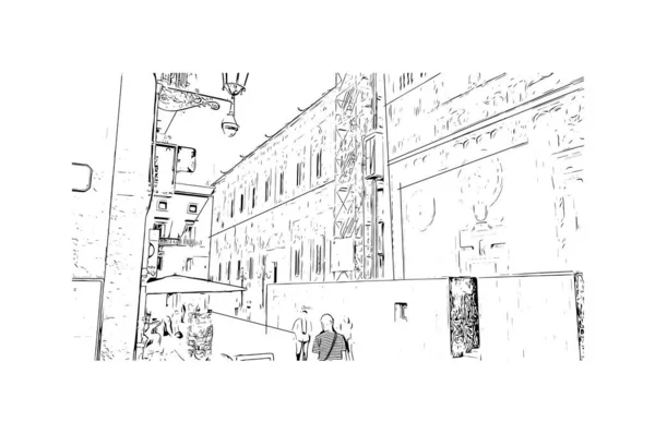 Print Vue Imprenable Sur Lecce Est Une Ville Italienne Illustration — Image vectorielle