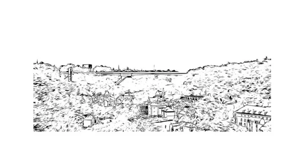 Vytisknout Pohled Budovu Orientačním Bodem Lucemburska Zemí Evropě Ručně Kreslená — Stockový vektor