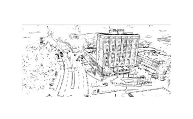 Print Building view with landmark of Lome is the capital in Togo. Hand drawn sketch illustration in vector.
