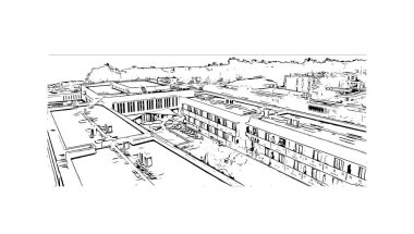 Print Building view with landmark of Lome is the capital in Togo. Hand drawn sketch illustration in vector.