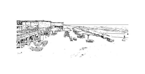 Print Building View Landmark Lome Capital Togo Hand Drawn Sketch — Archivo Imágenes Vectoriales