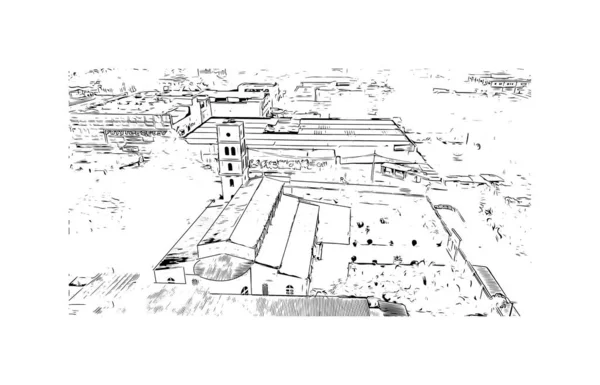 Print Building View Landmark Lome Capital Togo Hand Drawn Sketch — Wektor stockowy