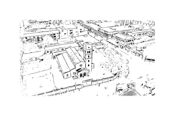 Print Building View Landmark Lome Capital Togo Hand Drawn Sketch — ストックベクタ