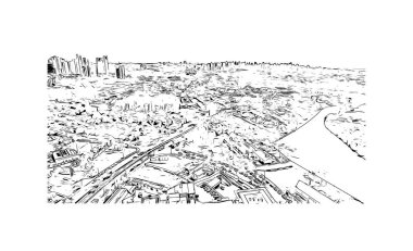 Print Building view with landmark of Londrina is a city in southern Brazil. Hand drawn sketch illustration in vector.
