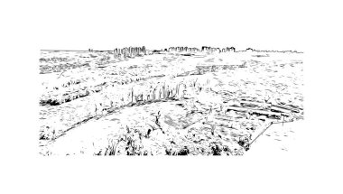 Print Building view with landmark of Londrina is a city in southern Brazil. Hand drawn sketch illustration in vector.