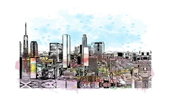 Προβολή Κτιρίου Ορόσημο Του Λος Άντζελες Είναι Πόλη Στην Καλιφόρνια — Διανυσματικό Αρχείο