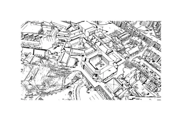 Print Building View Landmark Louvain Neuve Planned Village Municipality Ottignies — Stock vektor