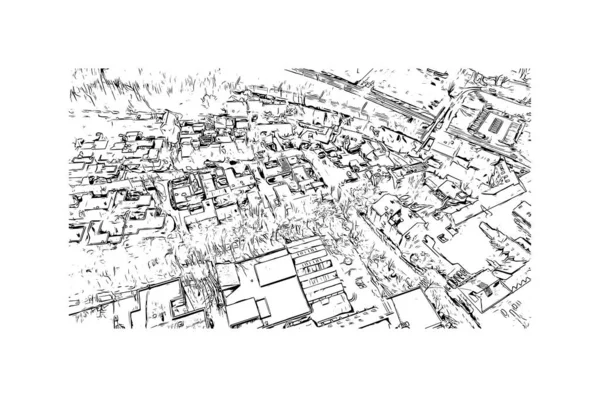 Print Building View Landmark Louvain Neuve Planned Village Municipality Ottignies —  Vetores de Stock