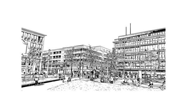 Imprimer Ville Mannheim Est Située Allemagne Illustration Dessinée Main Vecteur — Image vectorielle