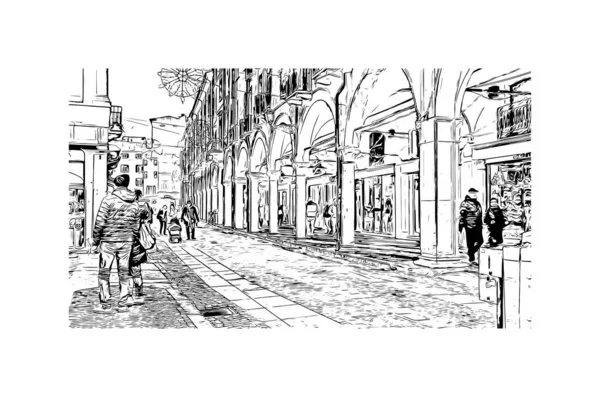 Print Building View Landmark Mantua Staden Italien Handritad Skiss Illustration — Stock vektor