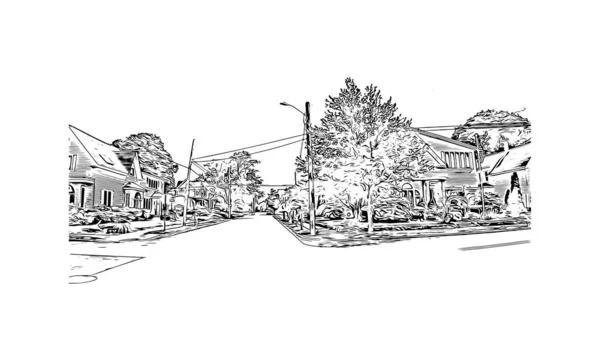 Print Vue Imprenable Sur Manchester Est Ville New Hampshire Illustration — Image vectorielle