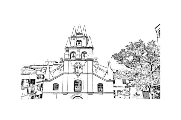 Print Vue Imprenable Sur Medelln Est Ville Colombie Illustration Dessinée — Image vectorielle