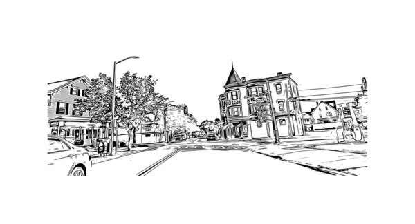 Imprimer Ville Medford Est Située Dans Oregon Illustration Dessinée Main — Image vectorielle