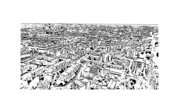 Print Building View Landmark Mestre Den Mest Befolkade Stadsdelen Italien — Stock vektor