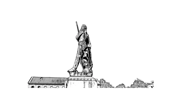 Imprimir Vista Del Edificio Con Hito Metz Ciudad Francia Dibujo — Archivo Imágenes Vectoriales