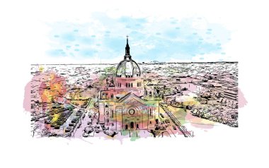 Minnesota, Minnesota 'da yer alan bir şehirdir. Vektörde elle çizilmiş resim ile suluboya sıçraması.