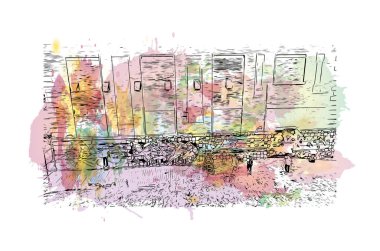 Minnesota, Minnesota 'da yer alan bir şehirdir. Vektörde elle çizilmiş resim ile suluboya sıçraması.