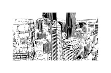 Minnesota, Minnesota 'da yer alan bir şehirdir. Vektörde elle çizilmiş çizim çizimi.