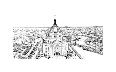 Minnesota, Minnesota 'da yer alan bir şehirdir. Vektörde elle çizilmiş çizim çizimi.