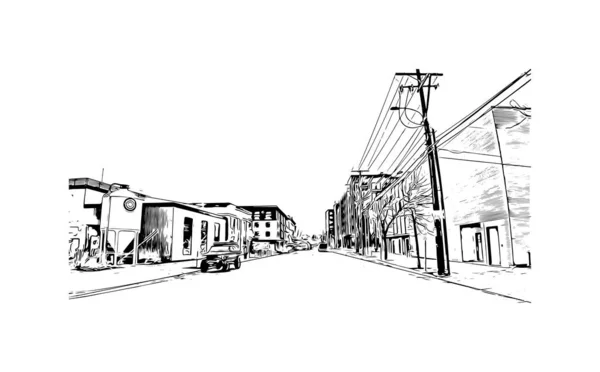 Imprimer Vue Sur Bâtiment Avec Point Repère Missoula Est Ville — Image vectorielle