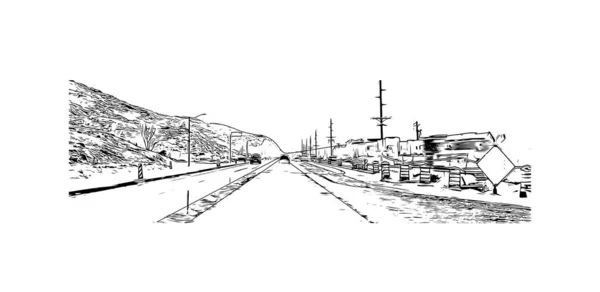 Print Building View Landmark Moab Staden Utah Handritad Skiss Illustration — Stock vektor