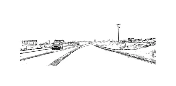 Print Building View Landmark Moab Staden Utah Handritad Skiss Illustration — Stock vektor