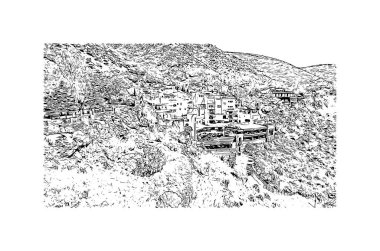 Mijas, İspanya 'da bir şehirdir. Vektörde elle çizilmiş çizim çizimi.