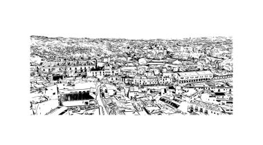 Mijas, İspanya 'da bir şehirdir. Vektörde elle çizilmiş çizim çizimi.