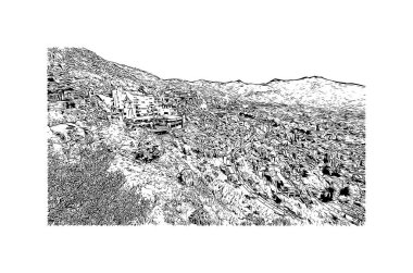 Mijas, İspanya 'da bir şehirdir. Vektörde elle çizilmiş çizim çizimi.