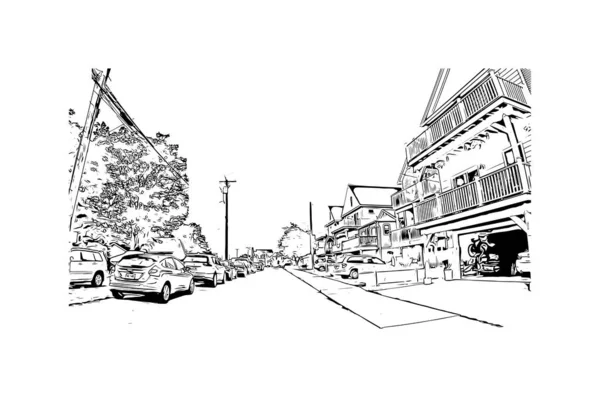 Imprimer Ville Milford Est Située Dans Connecticut Illustration Dessinée Main — Image vectorielle