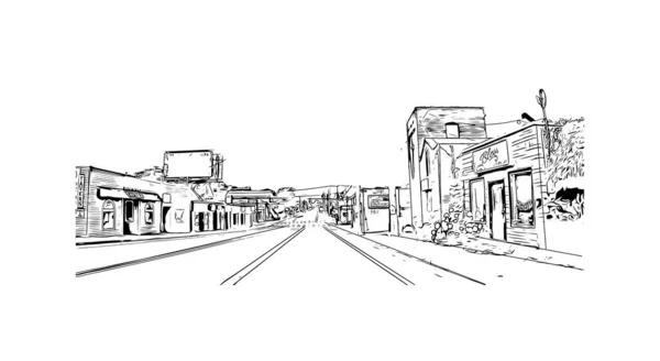 밀퍼드의 랜드마크가 코네티컷의 도시이다 벡터로 손으로 스케치 — 스톡 벡터