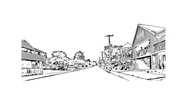 Imprimer Ville Milford Est Située Dans Connecticut Illustration Dessinée Main — Image vectorielle