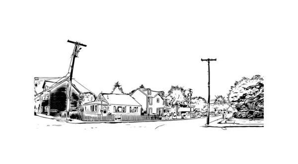 Imprimer Ville Milford Est Située Dans Connecticut Illustration Dessinée Main — Image vectorielle