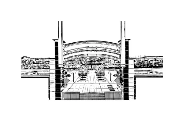 Вид Print Building Орієнтиром Мілуокі Місто Вісконсіні Намальована Вручну Ілюстрація — стоковий вектор