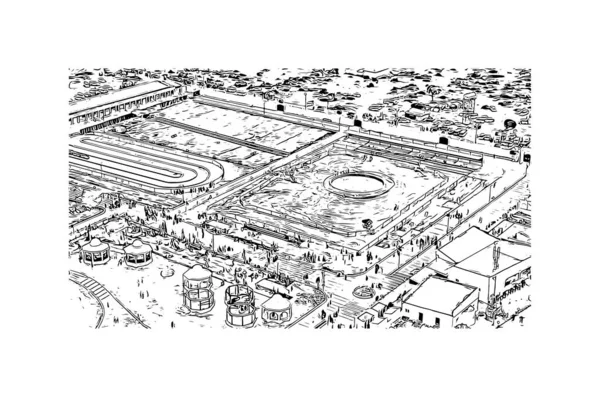 Print Building View Landmark Mogadishu Capital Somalia Hand Drawn Sketch — Stockový vektor