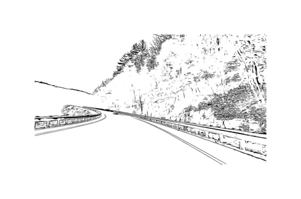 Print Building View Landmark Montpelier Staden Vermont Handritad Skiss Illustration — Stock vektor