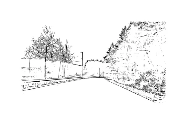 Print Building View Landmark Montpelier City Vermont Hand Drawn Sketch — Stock Vector