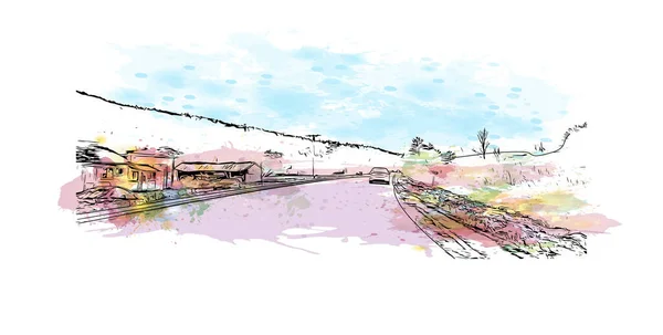 Imprimer Ville Montpelier Est Située Dans Vermont Aquarelle Éclaboussure Avec — Image vectorielle