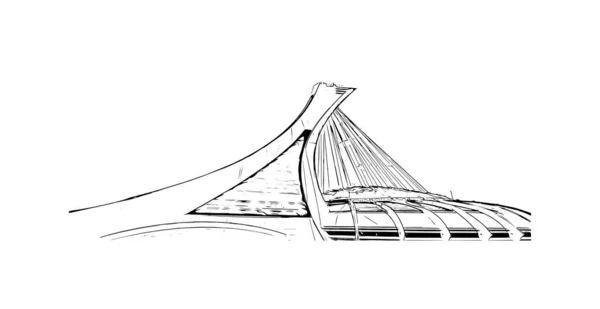 Print Вид Монреаль Город Канаде Ручной Рисунок Векторе — стоковый вектор