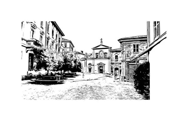 Monza Nın Simgesi Olan Print Building Manzarası Talya Daki Bir — Stok Vektör