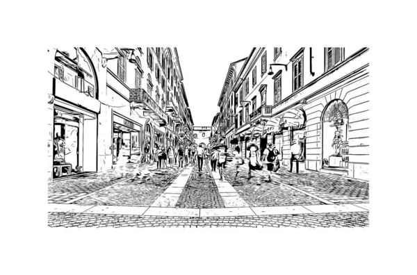 Imprimer Vue Sur Bâtiment Avec Monument Monza Est Ville Italie — Image vectorielle