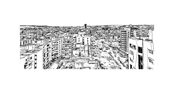 Imprimer Ville Mumbai Est Située Inde Illustration Dessinée Main Vecteur — Image vectorielle
