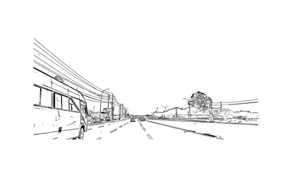 Print Building View Landmark Nairobi Capital Kenya Hand Drawn Sketch — Stock vektor