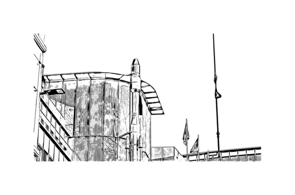 Print Building Vista Com Marco Namur Cidade Bélgica Desenho Desenhado — Vetor de Stock
