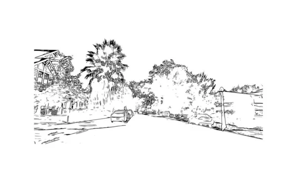 Print Building View Landmark Napa Staden Kalifornien Handritad Skiss Illustration — Stock vektor