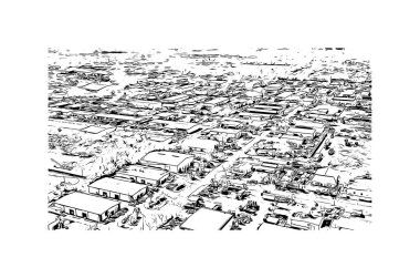 Napoli 'nin simgesi olan Print Building View Florida' da bulunmaktadır. Vektörde elle çizilmiş çizim çizimi.