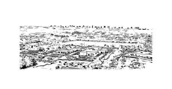 印刷ナポリのランドマークとビルの景色はフロリダ州の都市です 手描きのスケッチ図ベクトル — ストックベクタ