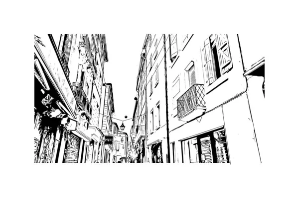Imprimer Vue Bâtiment Avec Monument Narbonne Est Commune France Illustration — Image vectorielle